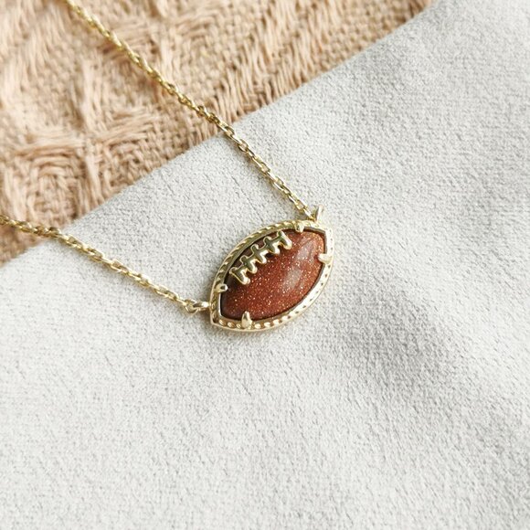 Kendra Scott - Football Orange Goldstone Short Necklace Gold - Picture 2 of 4